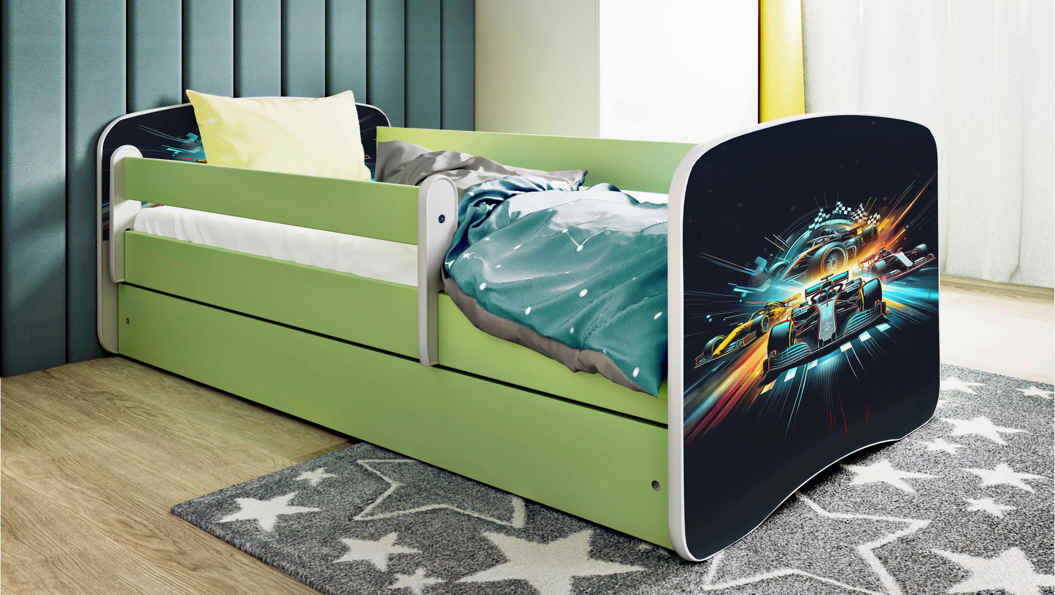 Kinder-/Juniorbett Babydreams Weiß/Grün B: 80cm - Birkefarben/Weiß, MODERN, Holz/Holzwerkstoff (80/160cm) - MID.YOU