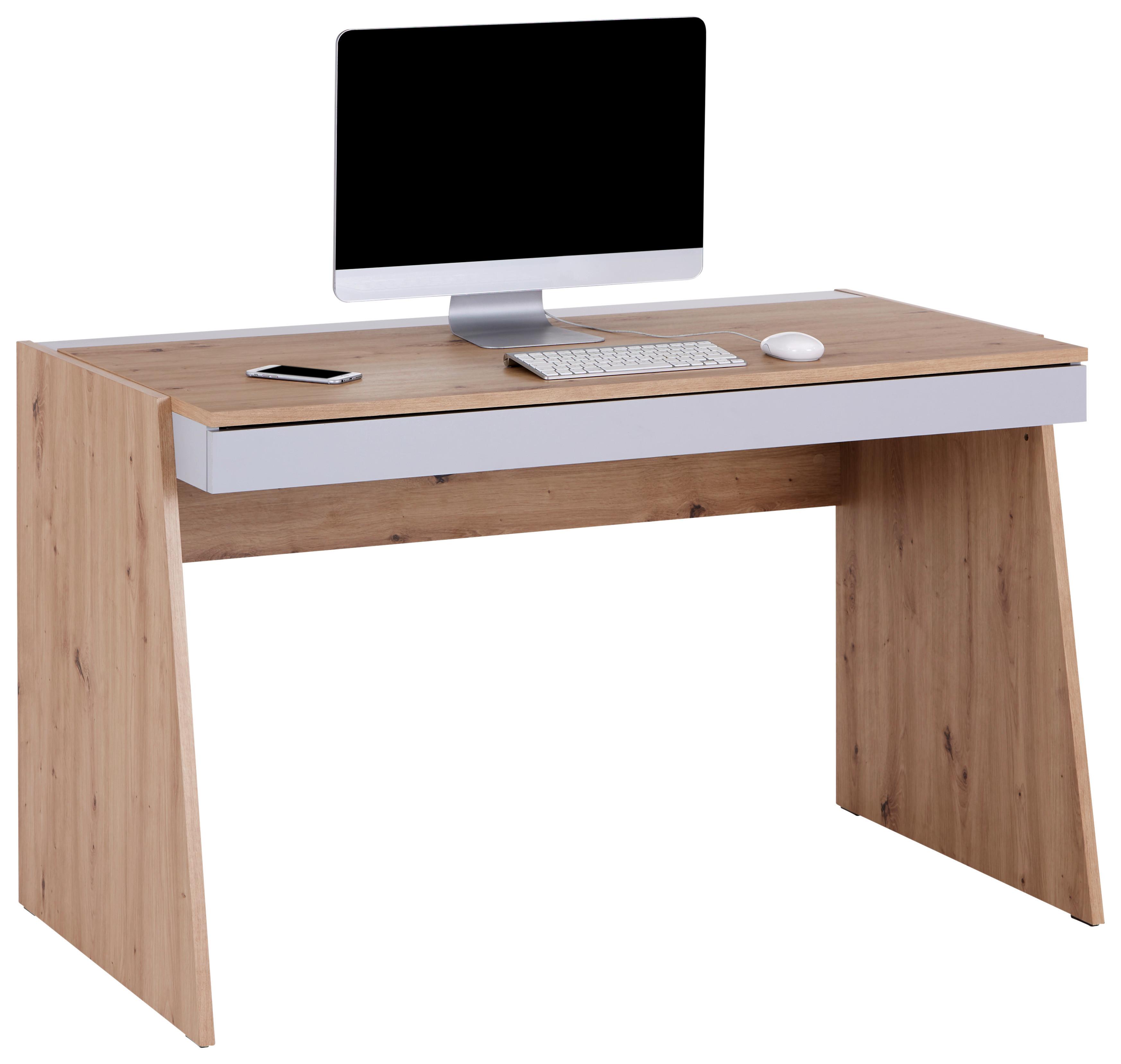 Písací Stôl Johnny - sivá/dub artisan, Moderný, kompozitné drevo (123,6/76,5/70cm)