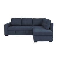 Rohová sedačka DON, oboustranná, tmavě modrá - černá/tmavě modrá, Design, kov/dřevo (248/172cm)