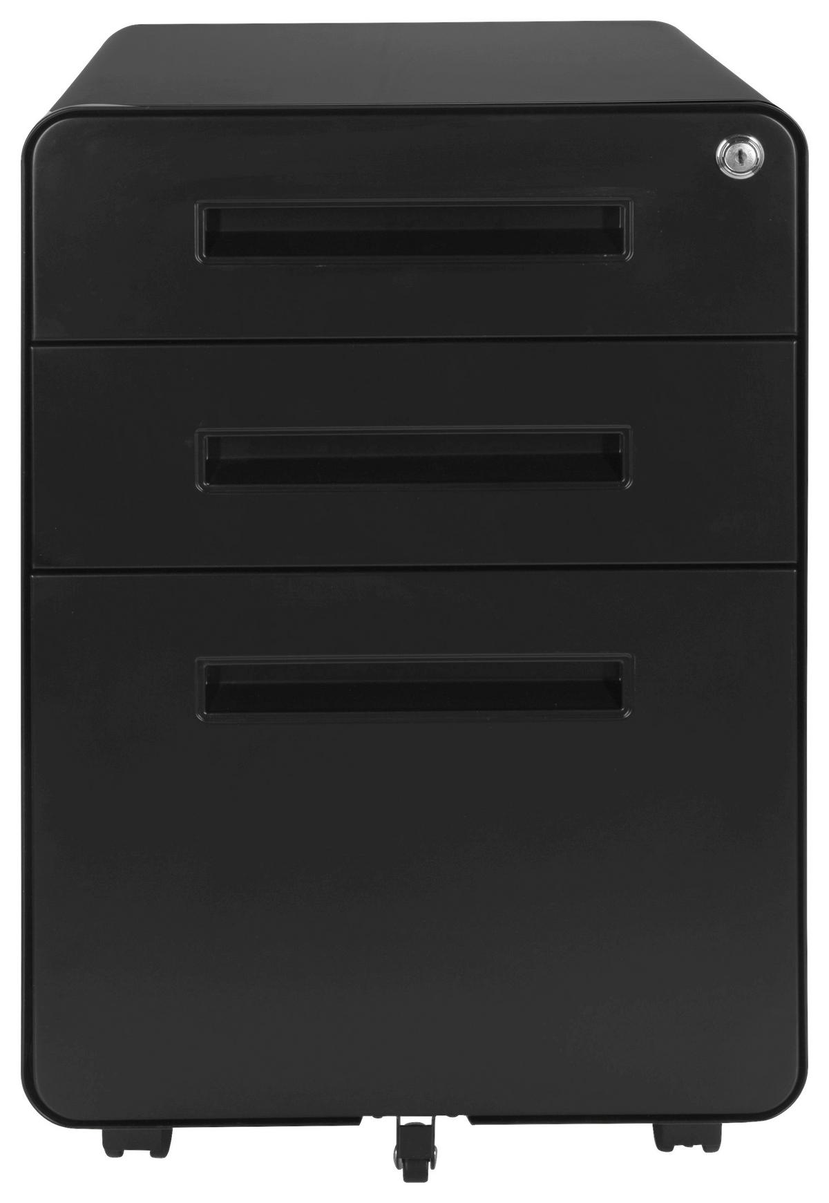 Rollcontainer Color Plus I Schwarz - Schwarz, MODERN, Kunststoff/Metall (40/60/50cm) - MID.YOU