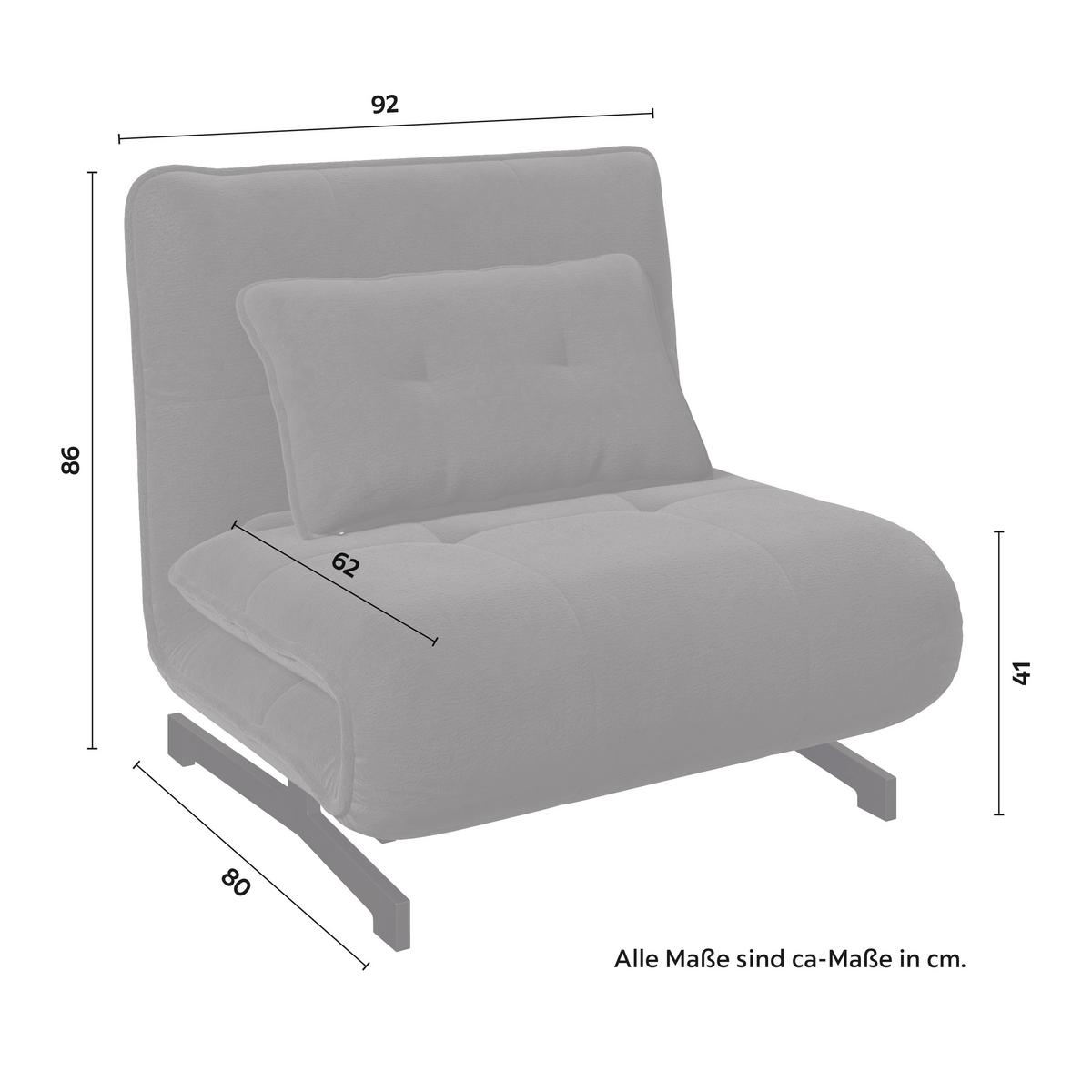 Rozkladacie kreslo LUNA, tmavosivé buklé, max.120 kg - čierna/tmavosivá, Modern, kov/textil (92/86/80cm) - Bessagi Home