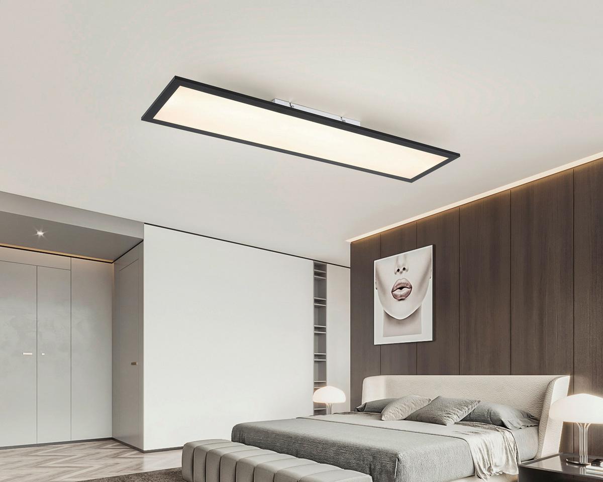 STROPNÉ LED SVIETIDLO JUO - čierna/biela, Modern, kov/plast (80/20/6,5cm) - Mömax