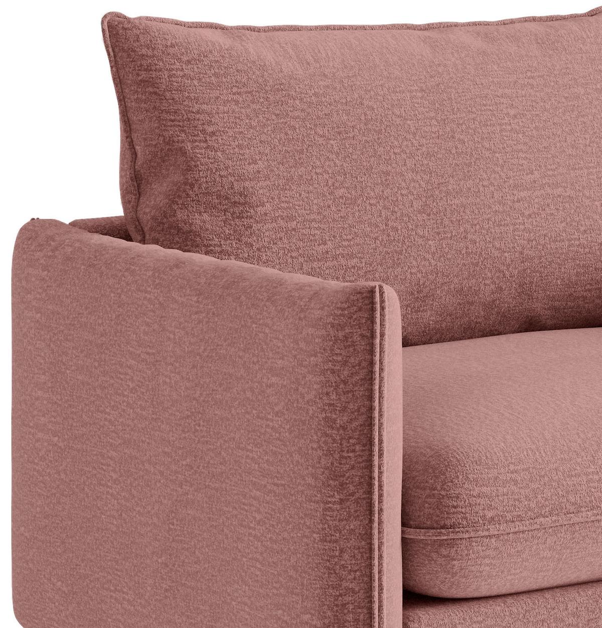 Sitzgarnitur Samos 3-Teilig Altrosa B: 215 cm - Schwarz/Altrosa, Design, Textil (215/85/92cm) - Livetastic