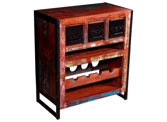 Weinregal Faro B: 75 cm Recyclingholz - Multicolor/Schwarz, Basics, Holz/Metall (75/85/40cm) Weinregal Faro B: 75 cm Recyclingholz - Multicolor/Schwarz, Basics, Holz/Metall (75/85/40cm)