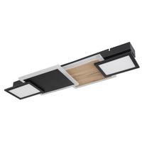 LED-Deckenleuchte 67279-30 - Opal/Schwarz, Design, Holzwerkstoff/Kunststoff (71,5/25/8cm) - Globo