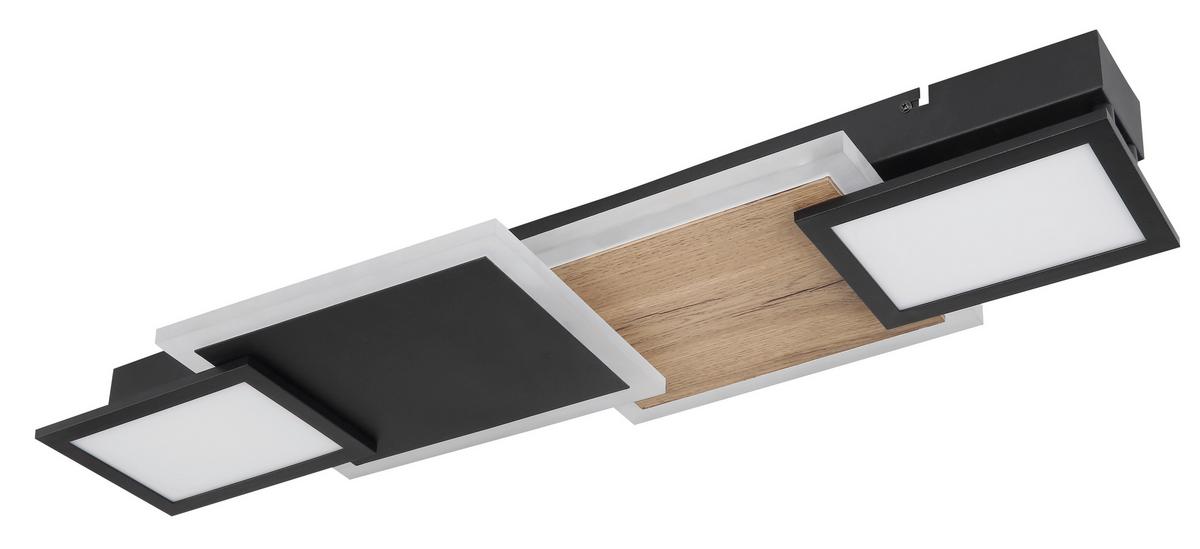 LED-Deckenleuchte 67279-30 - Opal/Schwarz, Design, Holzwerkstoff/Kunststoff (71,5/25/8cm) - Globo