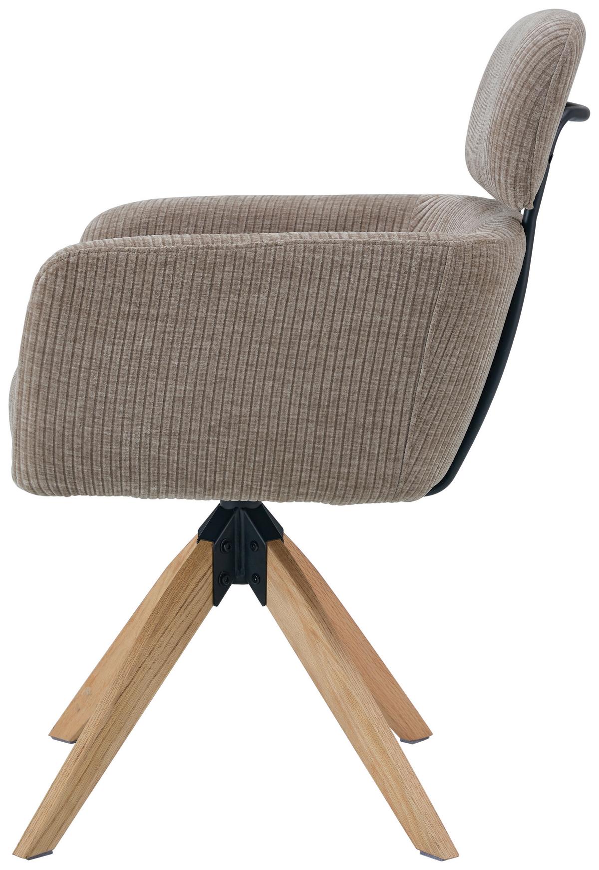 Armlehnstuhl Mattis Cord beige, B: 60 cm - Beige/Naturfarben, KONVENTIONELL, Holz/Textil (60/90/69cm) - Livetastic