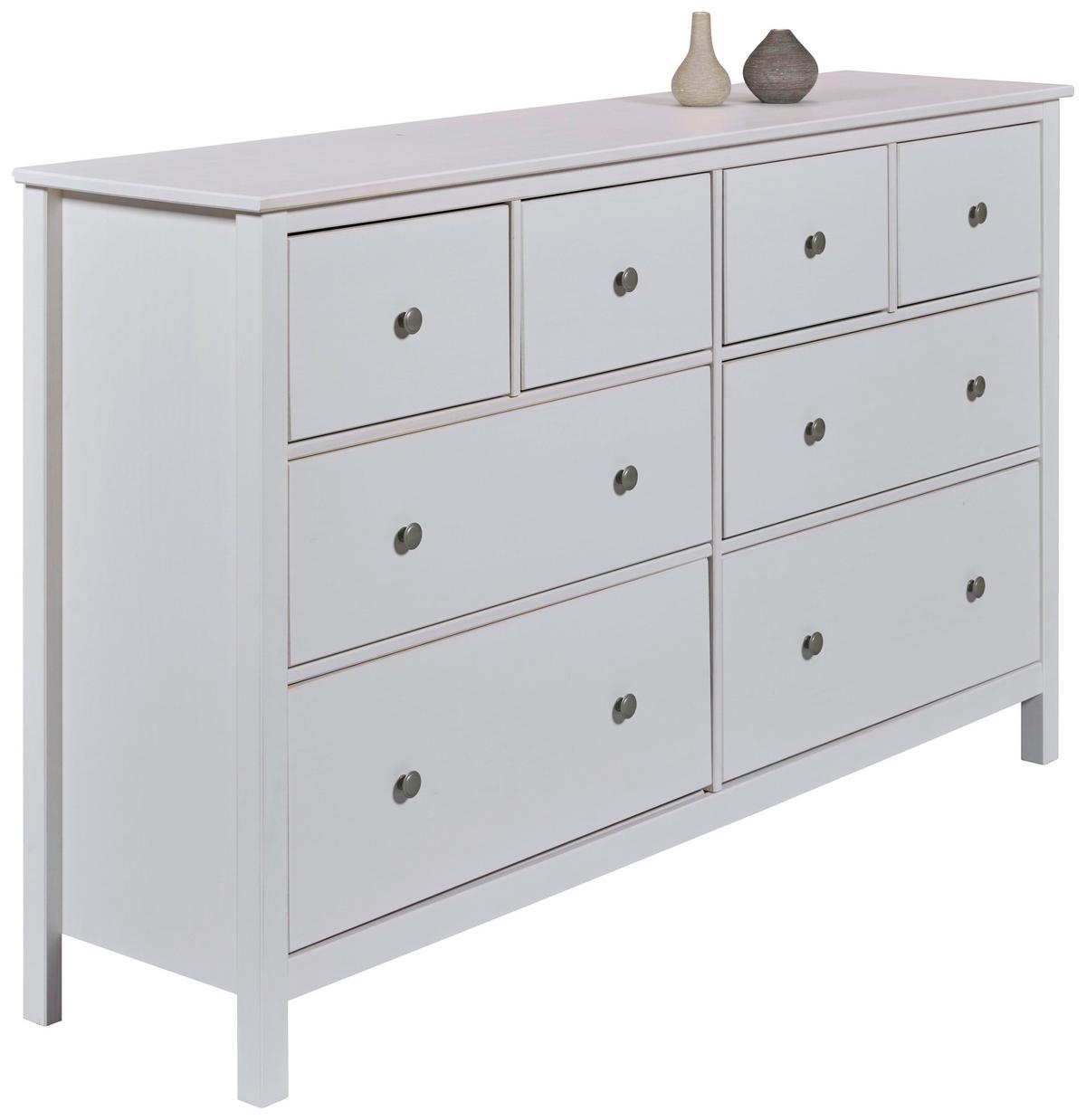 KOMODA CHILLY HOME - bílá/barvy stříbra, Romantický / Rustikální, kov/dřevo (160/96/39,5cm)