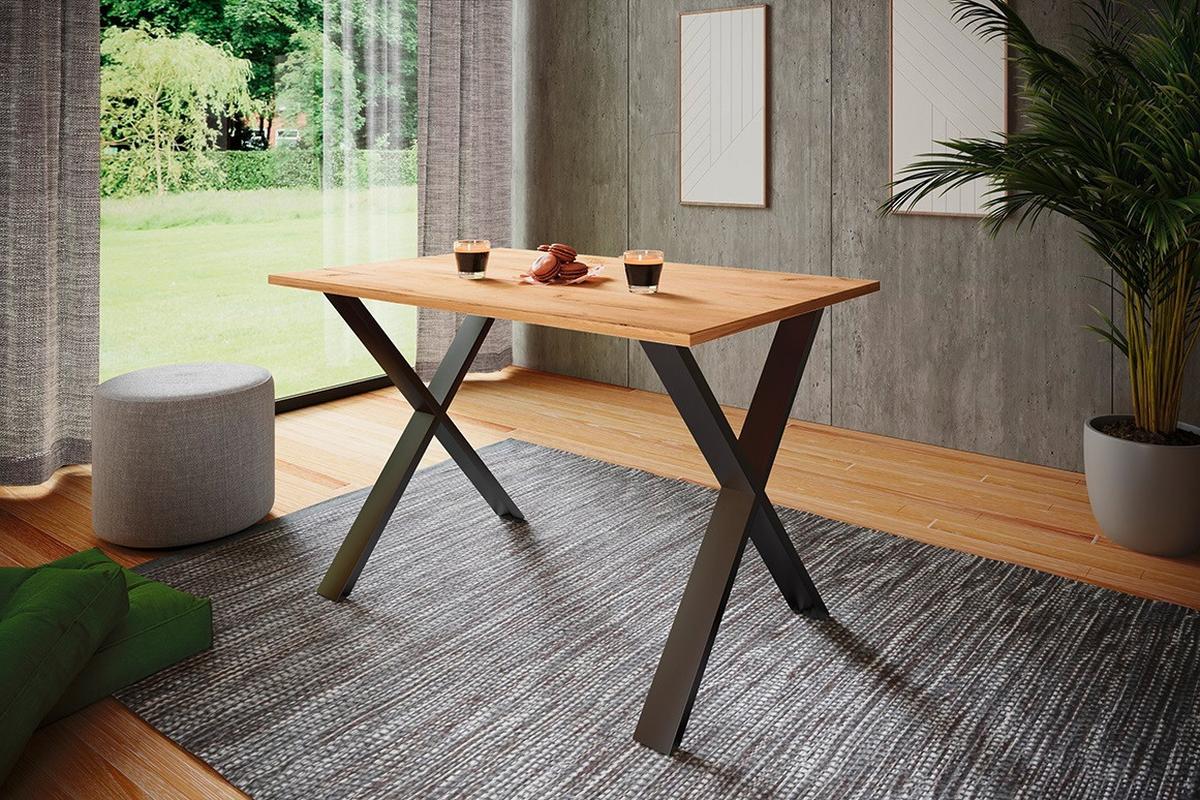 Schreibtisch Lona Schwarz, Eiche Dekor B: 160 cm - Honigeiche/Silberfarben, Design, Holzwerkstoff/Metall (160/76/80cm) - MID.YOU
