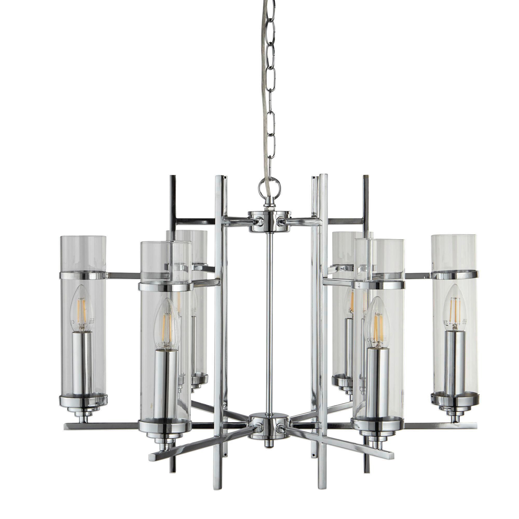 Hängeleuchte 3096-6cc - Chromfarben, Design, Glas/Metall (60/60/42cm)