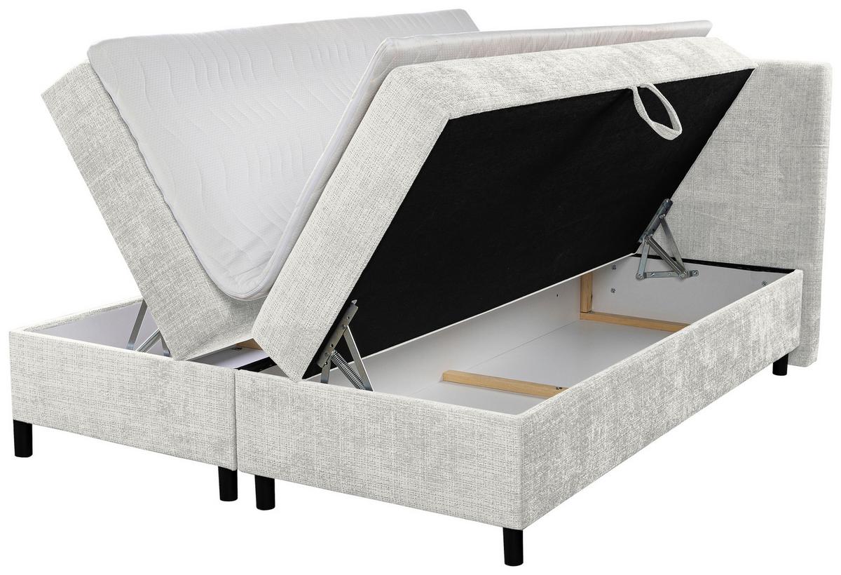 Boxbett mit Bettkasten Haga Creme 180x200 cm - Creme/Schwarz, MODERN, Holz/Kunststoff (180/200cm) - MID.YOU