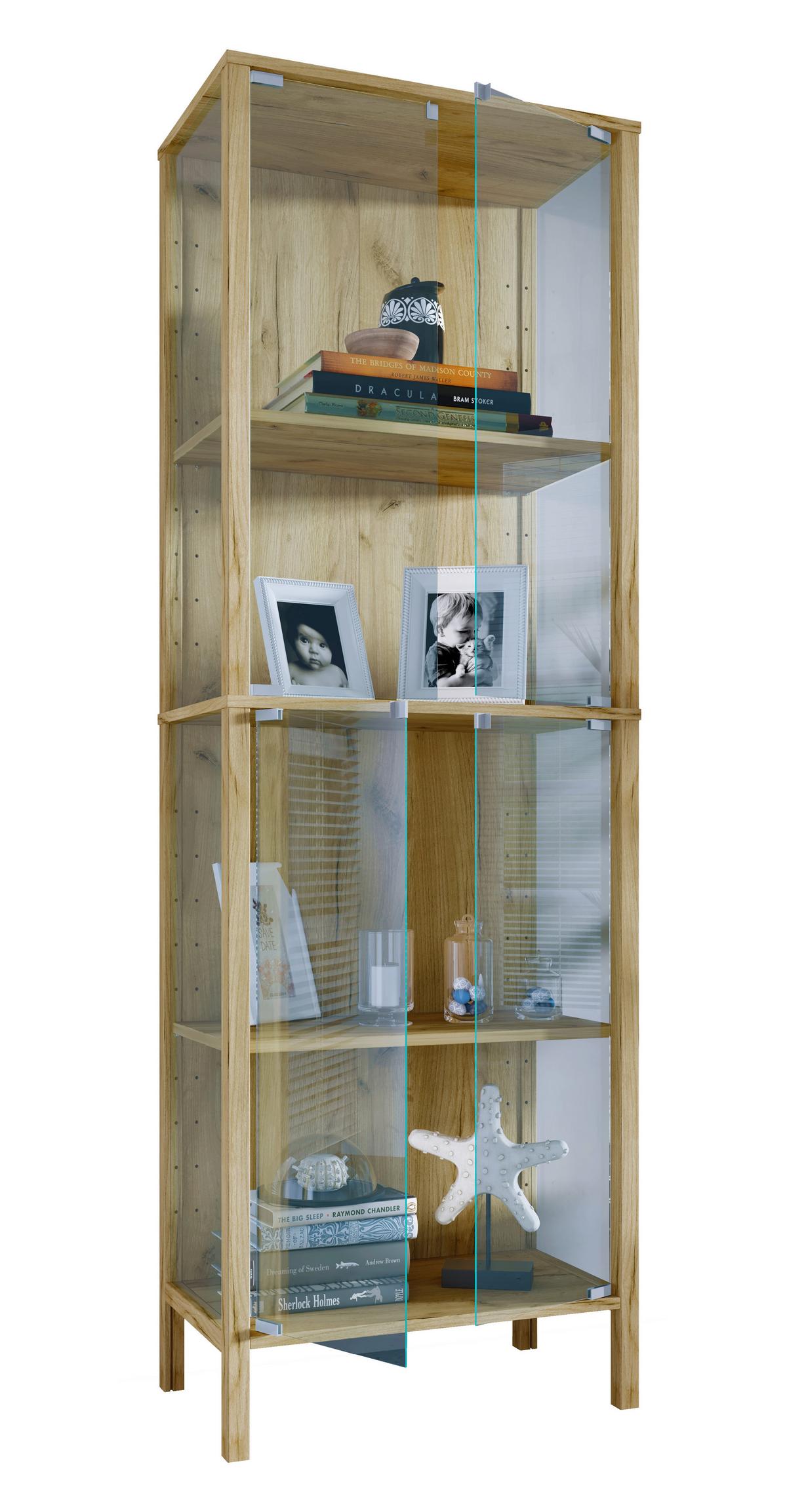 VITRINE Jensol, Honigeiche B: 60 cm - Honigeiche/Klar, Design, Glas/Holzwerkstoff (60/178/35cm) - Livetastic