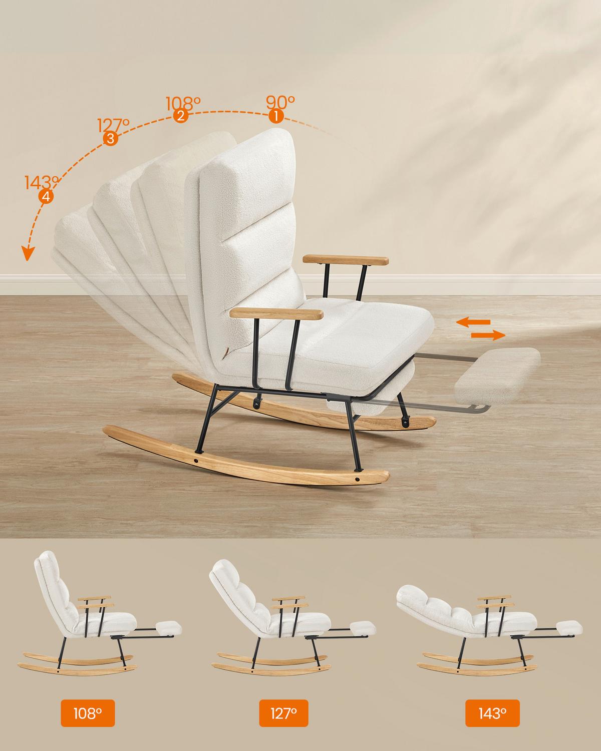 Schaukelstuhl Creme B: 67cm - Eichefarben/Creme, Basics, Holzwerkstoff/Textil (67/100/97cm)