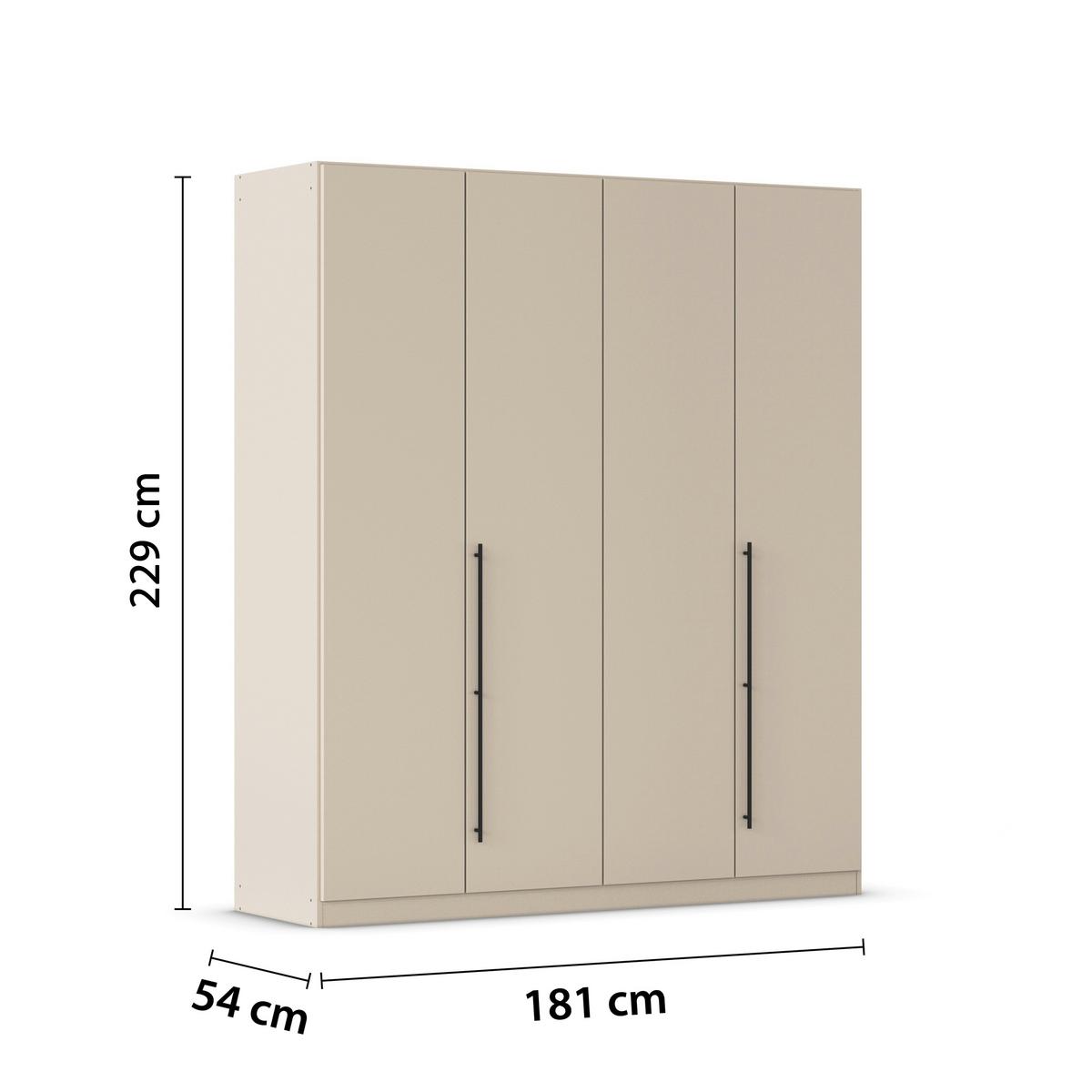Kleiderschrank Safari B: 181 cm - Champagner/Grau, KONVENTIONELL, Holzwerkstoff (181/229/54cm)