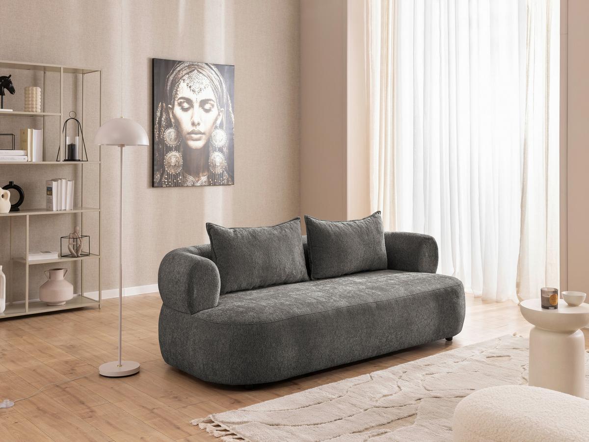 3-sitzer-sofa Ferro Anthrazit B: 200 Cm - Anthrazit/Schwarz, Design, Textil (200/76/96cm) - Livetastic