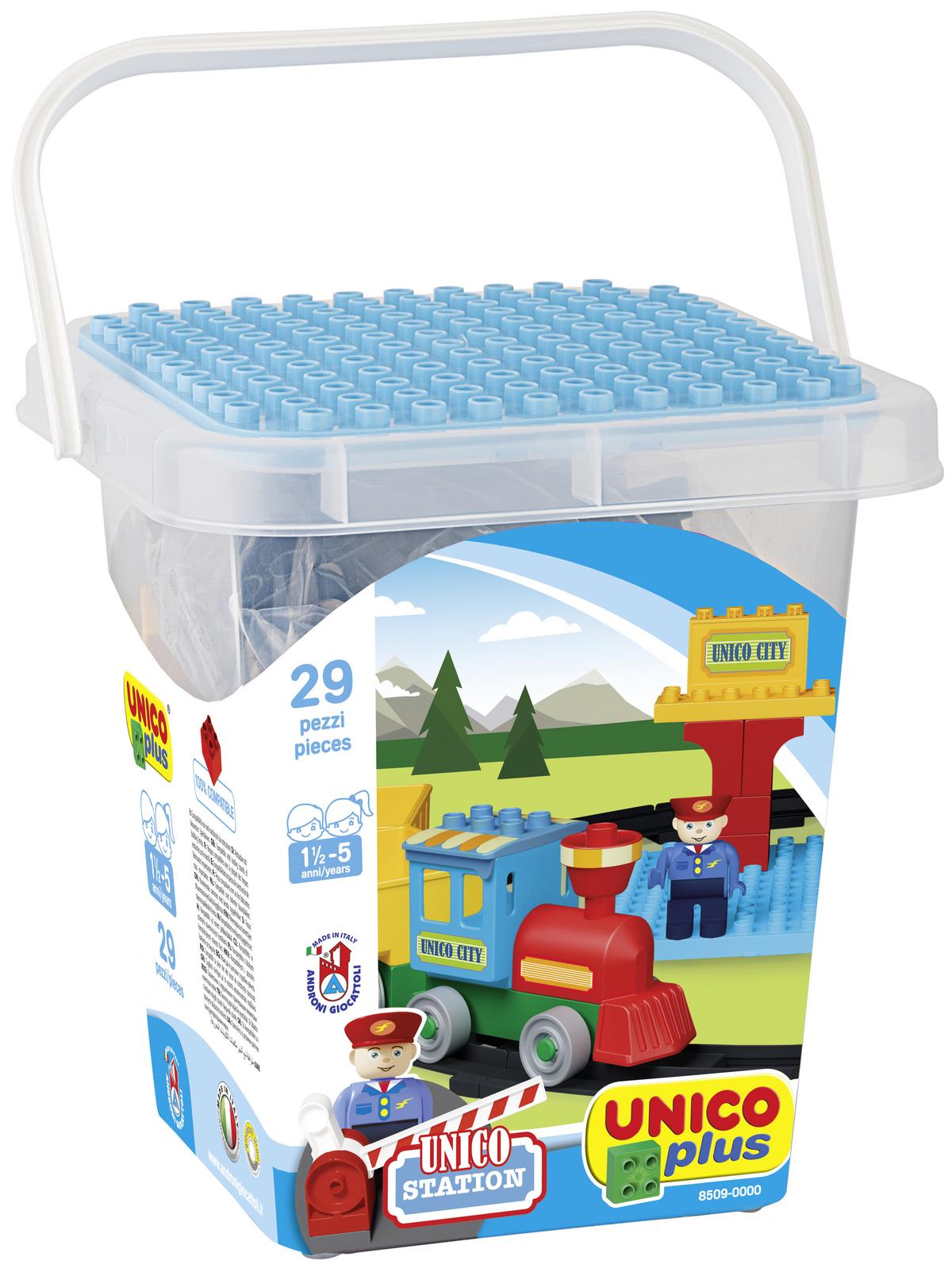 Bausteine 100 Teile, Ab 3 Jahren, Inkl. Eimer Und Platte - Blau/Gelb, Basics, Kunststoff (18/20/20cm) - Unico Plus