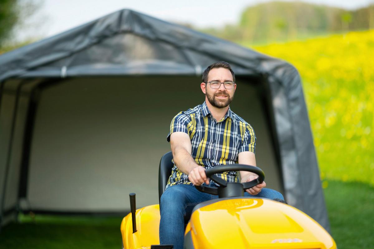 Zeltgarage Weidezelt Garage 18 M² - Grau, Basics, Kunststoff (370/260/490cm)