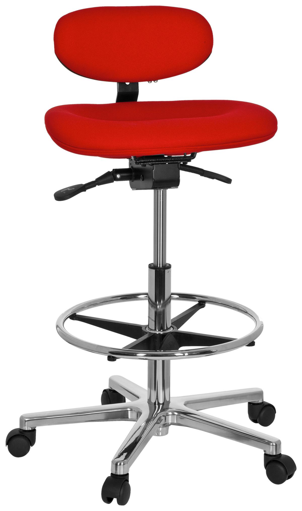 Bürohocker Work Mf Rot Bis 100 Kg - Silberfarben/Rot, Basics, Kunststoff/Textil (50/106/40cm) - MID.YOU