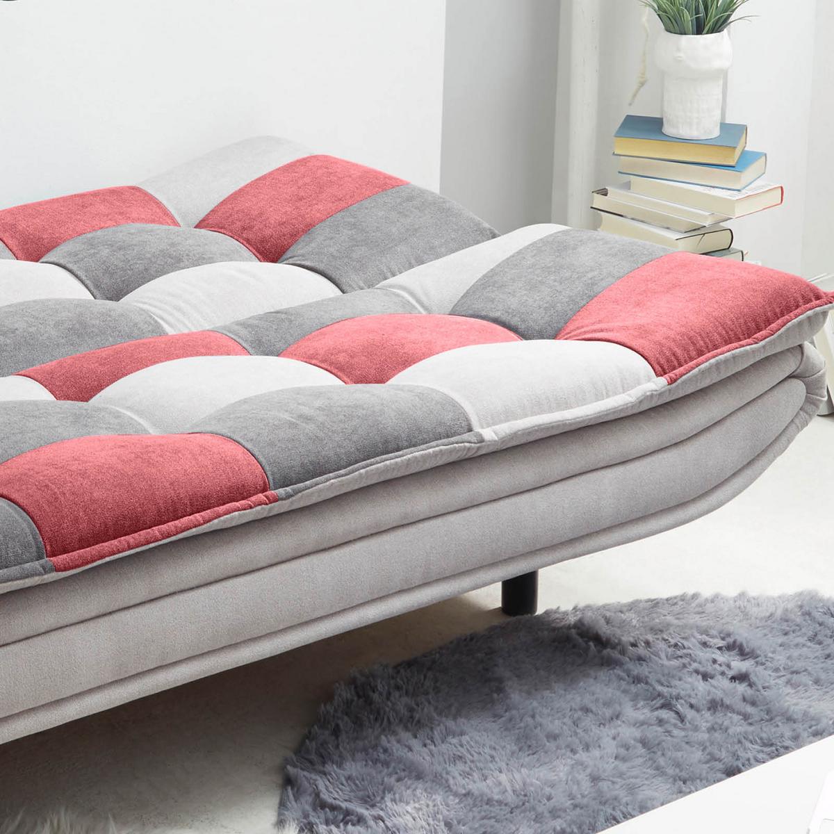 2-sitzer-sofa Mit Schlaffunkt. Und Bettkasten Patch Grau/beere - Beere/Dunkelgrau, Basics, Holzwerkstoff/Textil (188/90/89cm) - MID.YOU