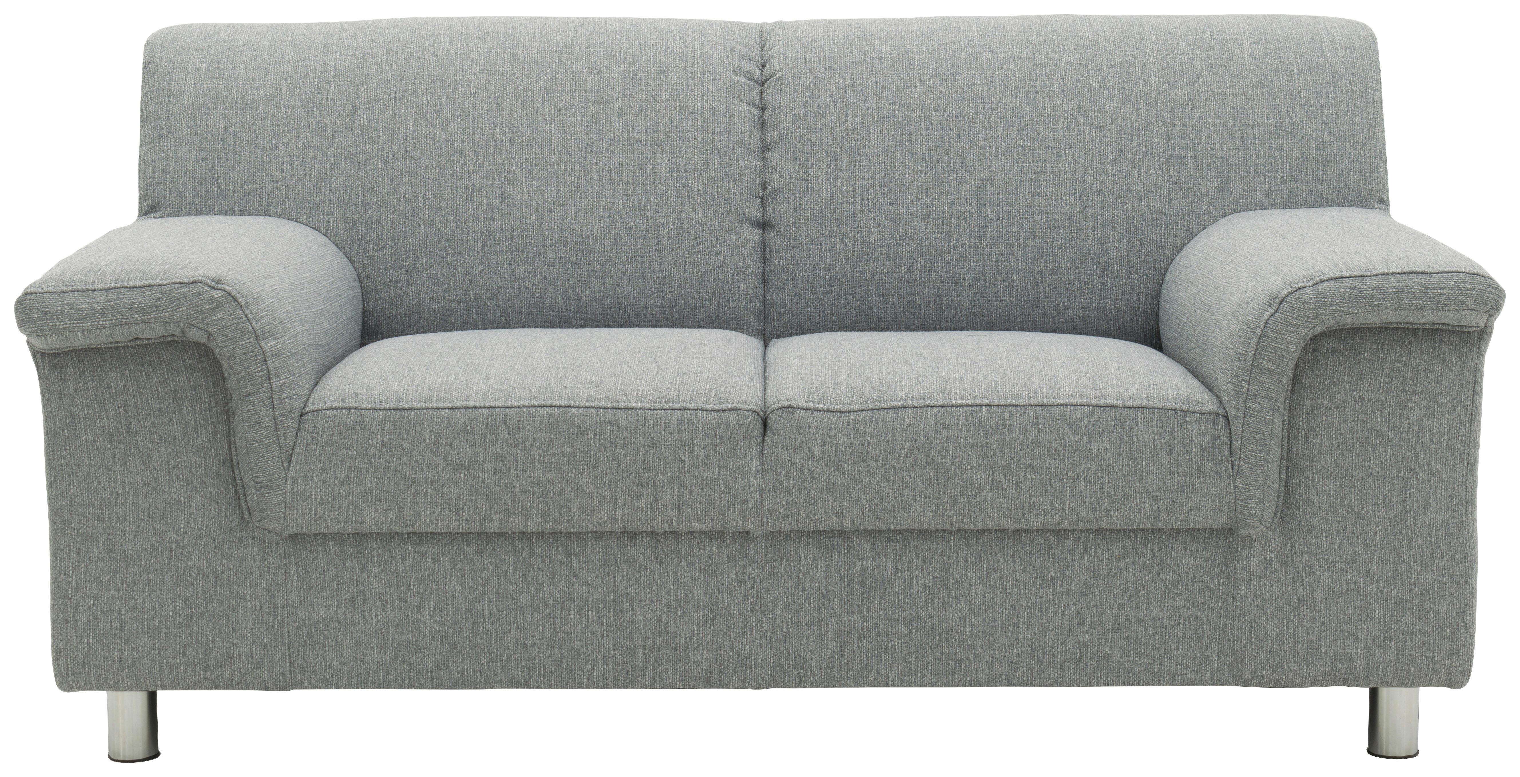 2-Sitzer-Sofa Jamie Rücken Echt Silberfarben Webstoff - Chromfarben/Silberfarben, KONVENTIONELL, Textil (145/72/80cm)