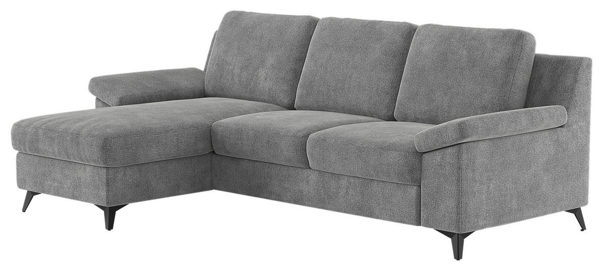 Ecksofa Boom, Grau S: 156x245 cm - Schwarz/Grau, KONVENTIONELL, Textil (156/245cm) - Cotta