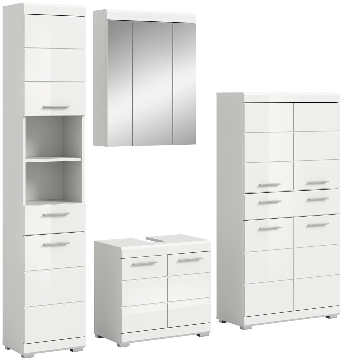 Badezimmer Scout Weiß B: 171 cm - Weiß Hochglanz/Silberfarben, MODERN, Glas/Holzwerkstoff (171cm) - MID.YOU