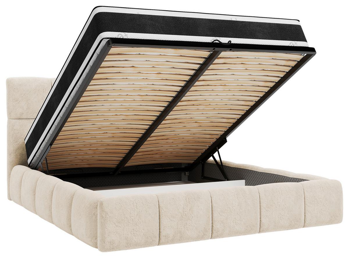 Polsterbett Cherry Mikrofaser Velours, Sandf. Lf: 180x200 Cm - Sandfarben/Schwarz, MODERN, Holz/Holzwerkstoff (180/200cm) - MID.YOU