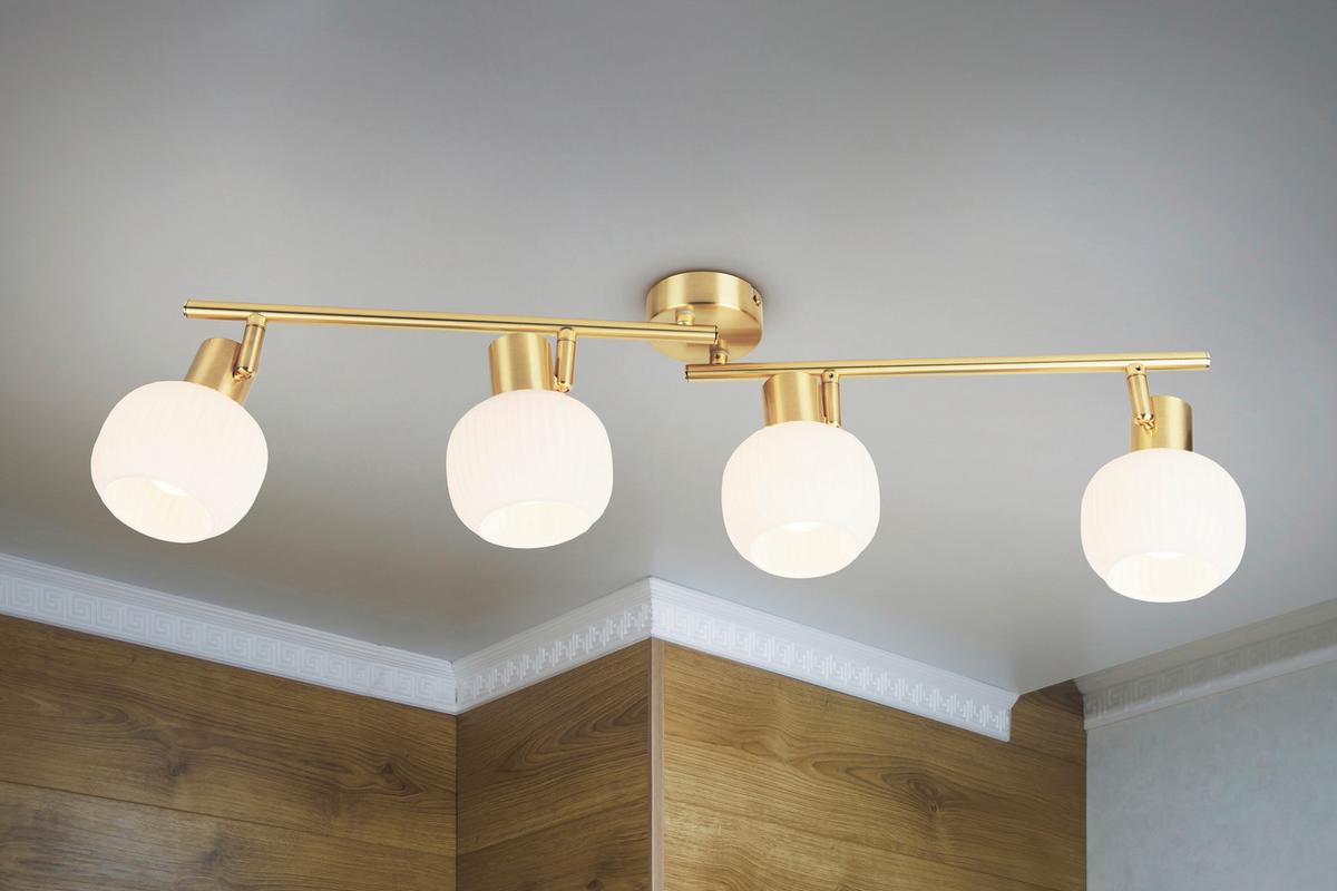 Deckenstrahler Exkl. 4xe14, 40w - Messingfarben/Weiß, LIFESTYLE, Glas/Metall (70/10/18,5cm) - Näve