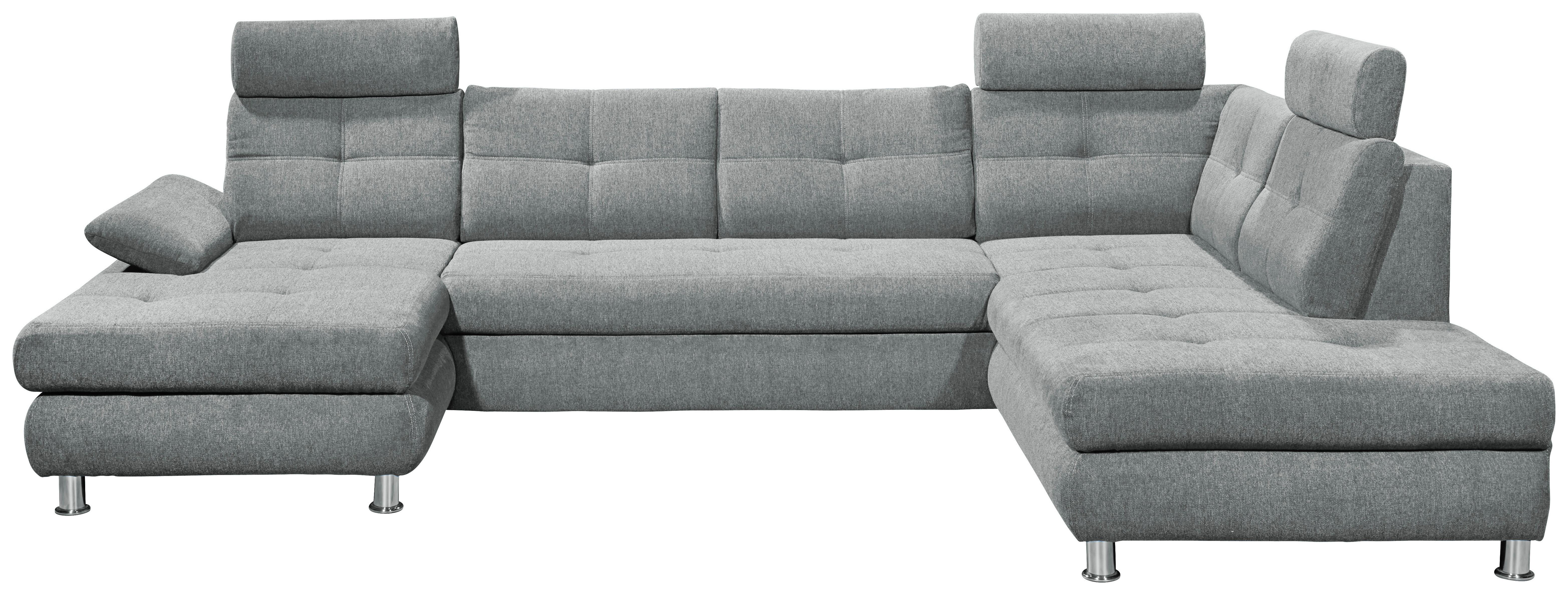 Wohnlandschaft Mit Schlaffunktion Alba, Webstoff - Hellgrau, MODERN, Textil (177/349/233cm) - MID.YOU