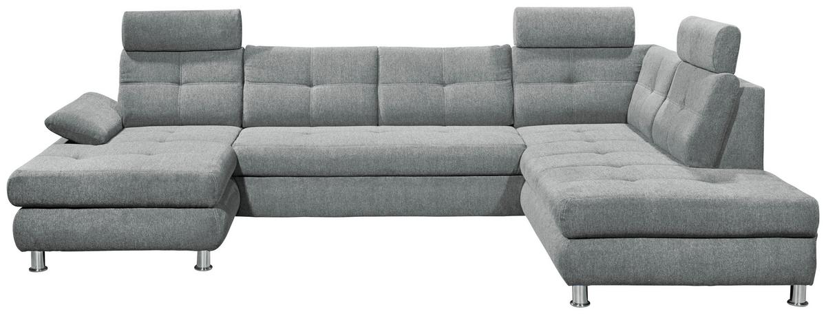 Sedací souprava ALBA U, pravá, šedá, úl.prostor, lůžko - světle šedá, Moderní, textil/plast (177/349/233cm) - MID.YOU