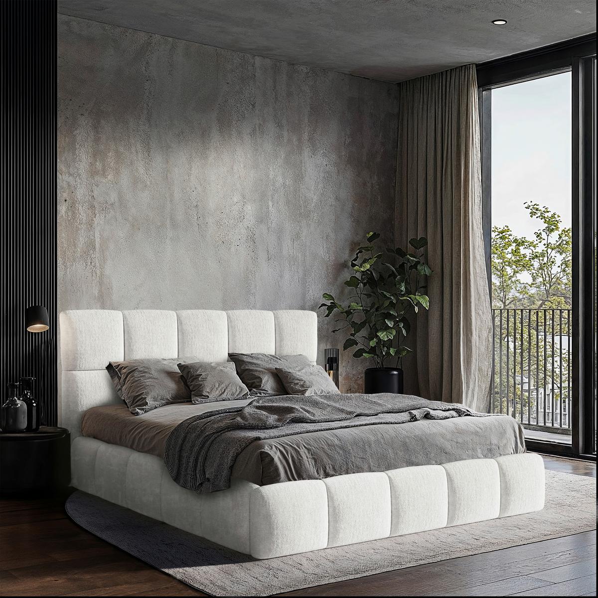 Polsterbett Cherry Chenille Naturfarben, Lf: 140x200 cm - Schwarz/Naturfarben, MODERN, Holz/Holzwerkstoff (140/200cm) - MID.YOU