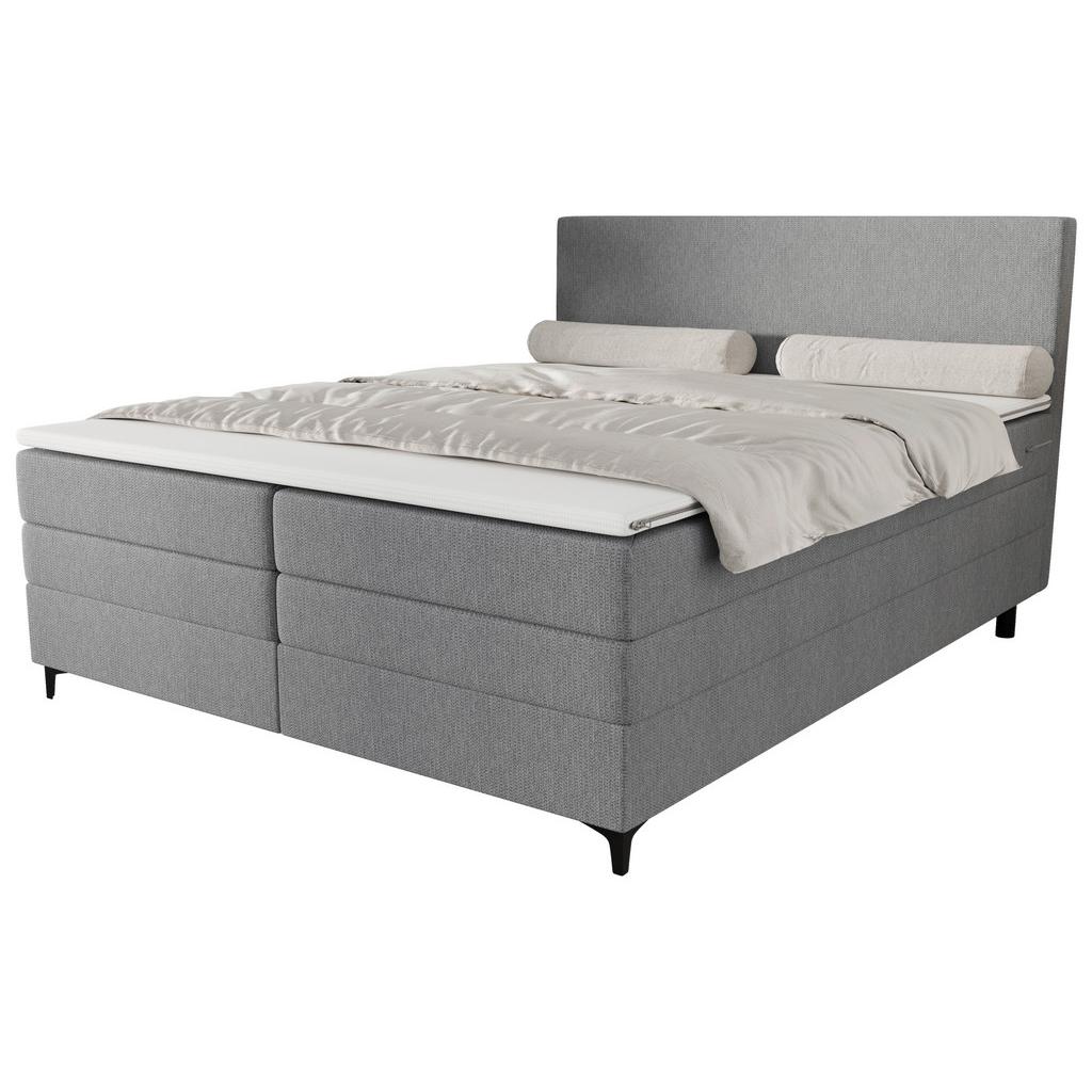 Boxspringbett mit Topper Taro grau, 180x200cm