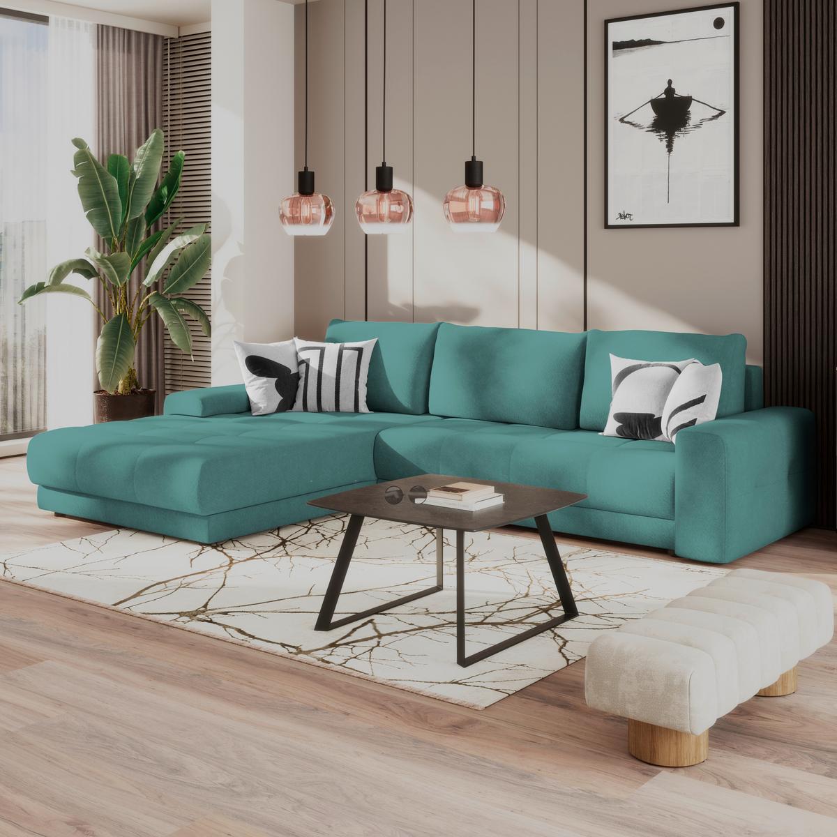 Ecksofa Adria Azurblau, S: 213x308 cm - Azurblau, Trend, Textil (213/308cm) - Luca Bessoni