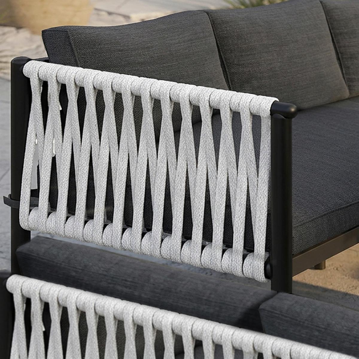 JÍDELNÍ TERASOVÁ SOUPRAVA POLLY - černá/světle šedá, Moderní, kov/textil - Bessagi Garden