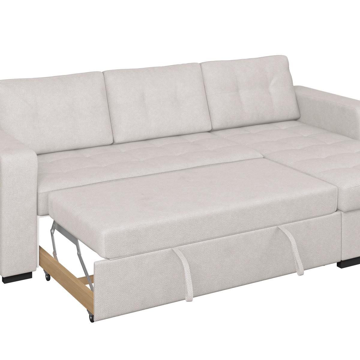 Sedačka TURIN, obojstranná, slonovinová tk. CROWN - slonovinová, Trend, kov/drevo (239/160cm)