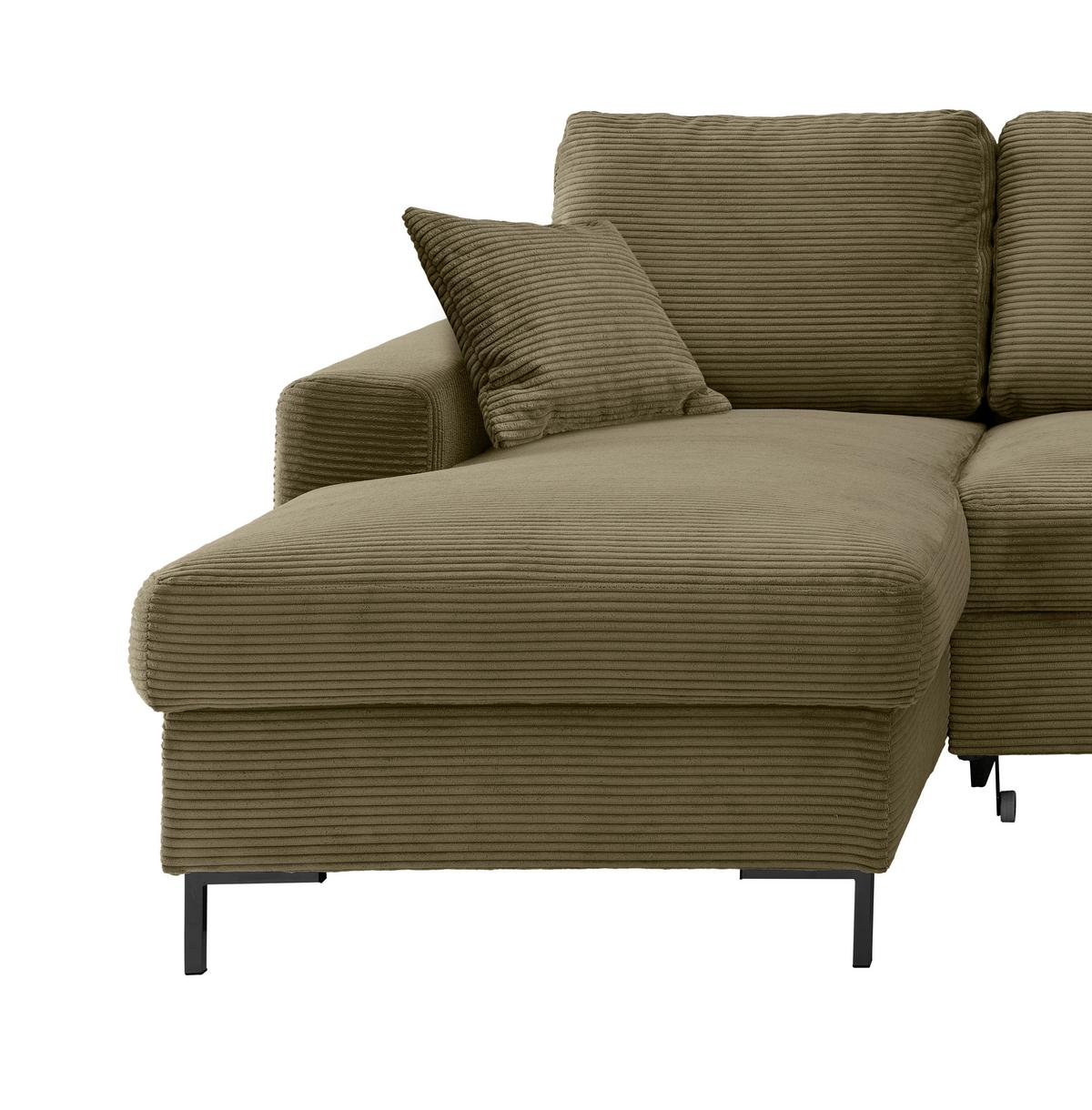 Eckschlafsofa Zona, Olivgrün S: 143x237 Cm - Schwarz/Olivgrün, KONVENTIONELL, Textil (143/237cm) - Livetastic