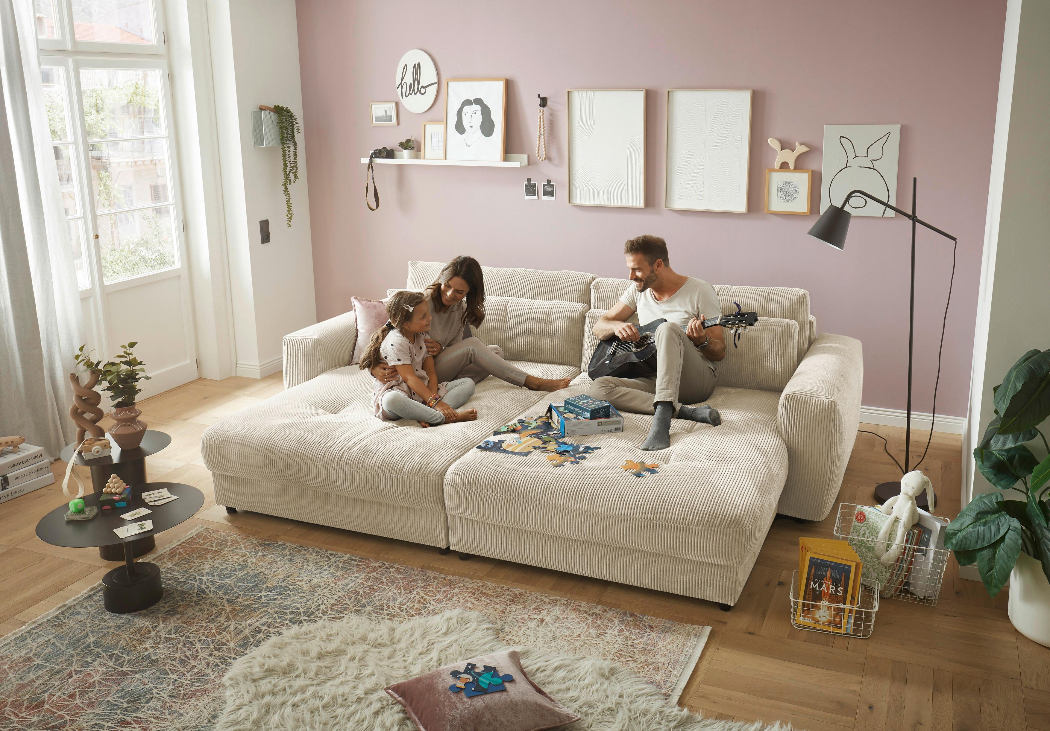 Mega pohovka LOVESEAT krémová - čierna/krémová, Konventionell, kompozitné drevo/textil (292/90/194cm) - MID.YOU