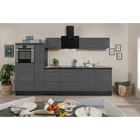 Küchenzeile Mit Geräten 300 Cm Grau Hochglanz - Eichefarben/Grau, Basics, Holzwerkstoff (300cm) - Respekta