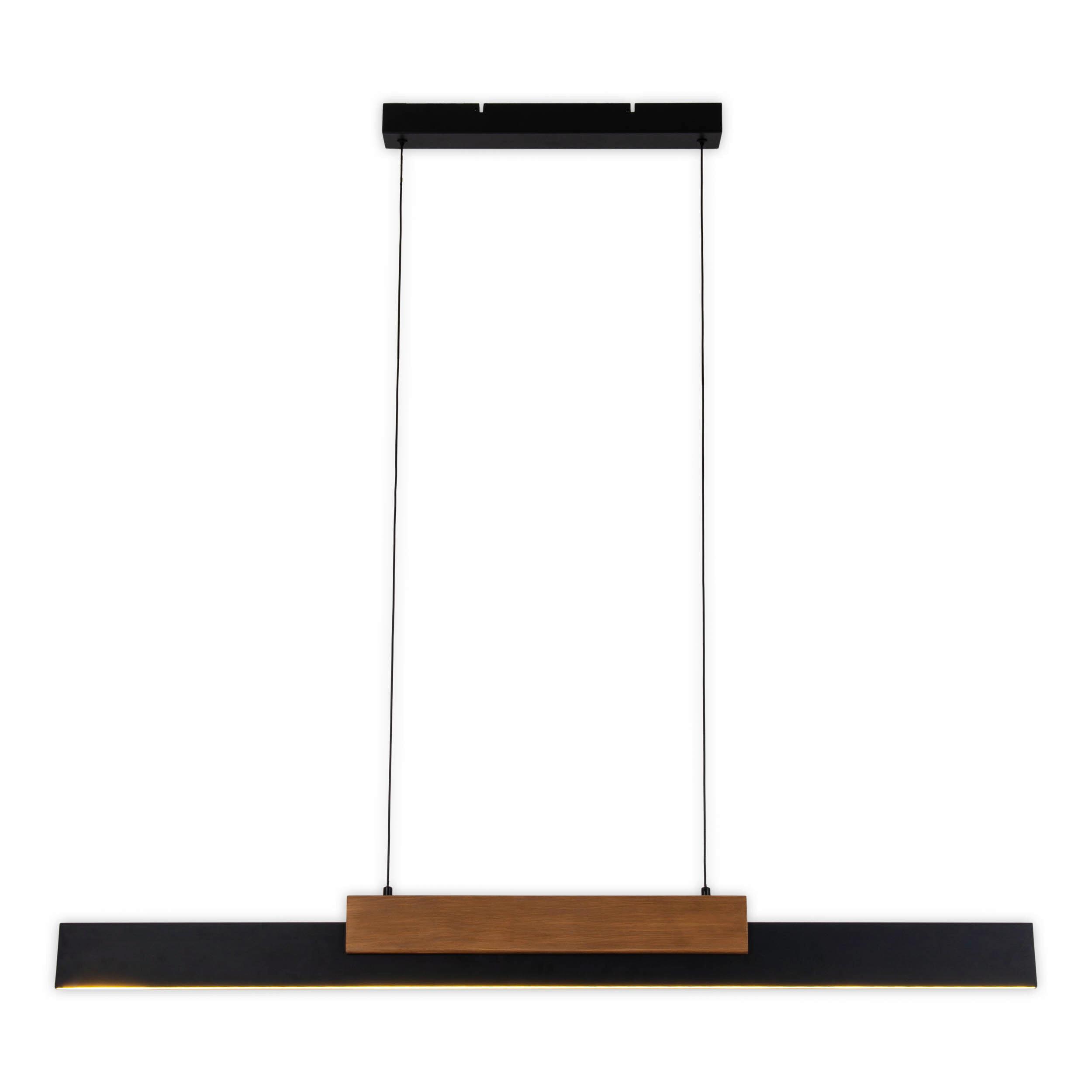 LED-Pendelleuchte 6145814 Wiebke - Eichefarben/Schwarz, Natur, Holz/Metall (120.5/6/150cm) - Näve