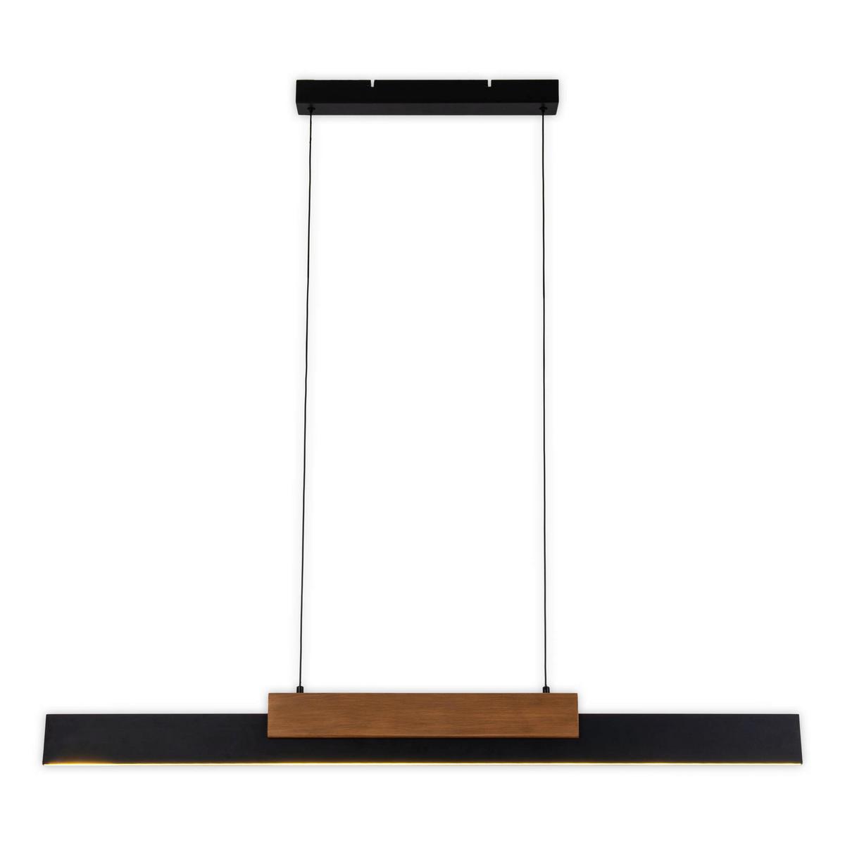LED-Pendelleuchte 6145814 Wiebke - Eichefarben/Schwarz, Natur, Holz/Metall (120.5/6/150cm) - Näve