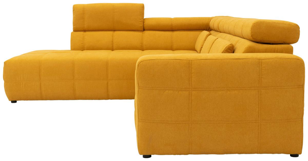 Ecksofa + Kopfteilverstellung Brandon Orange Mikrofaser - Schwarz/Orange, Design, Textil (228/275cm) - MID.YOU