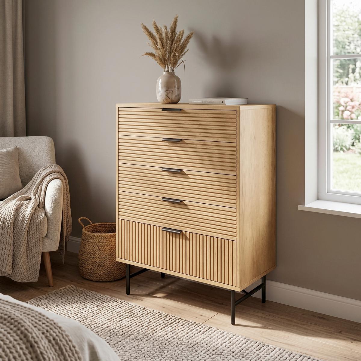 KOMMODE Schwarz, Eiche Dekor B: 80cm - Eichefarben/Schwarz, Design, Holz/Holzwerkstoff (80/113/40cm) - Livetastic