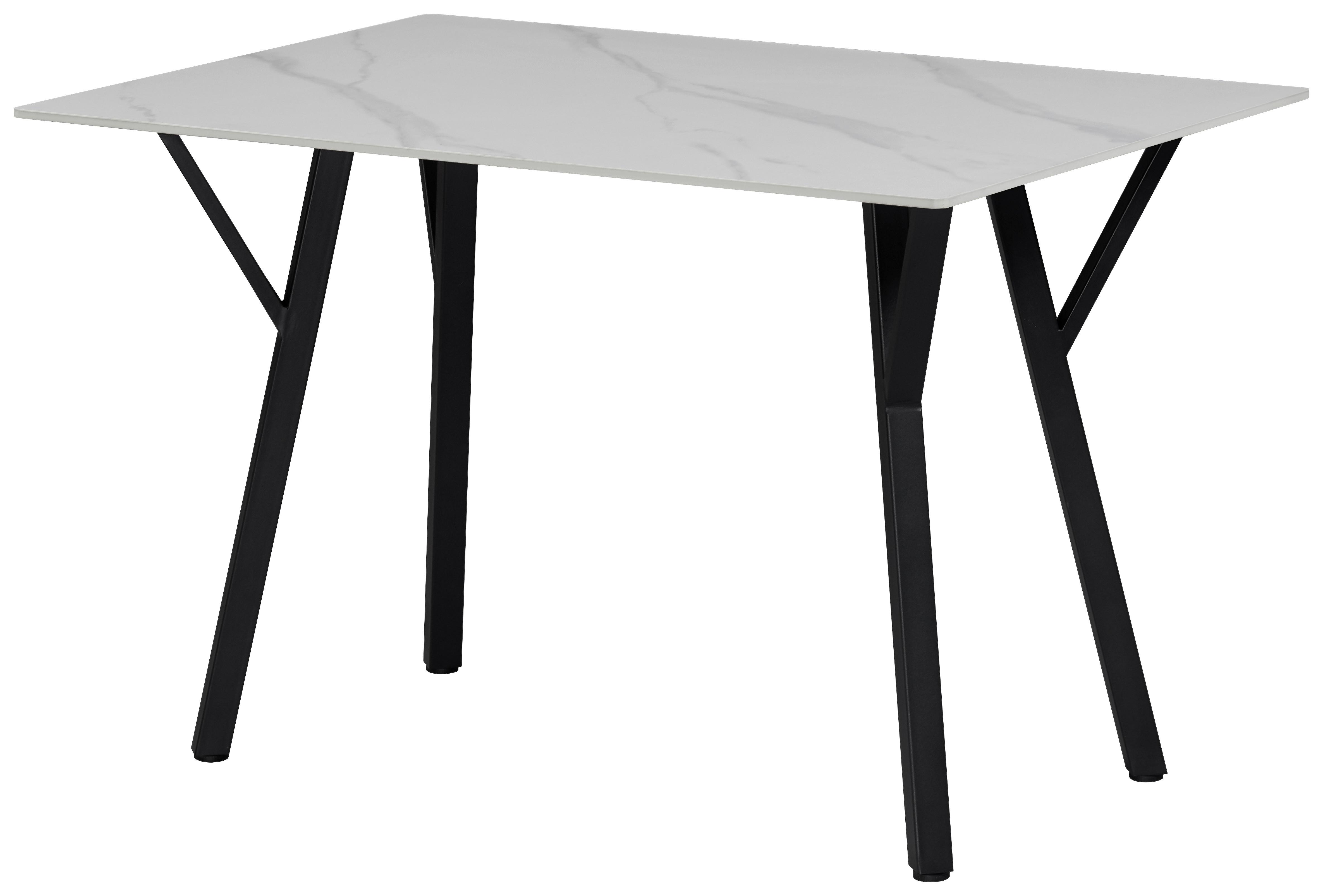 Esstisch Timo Keramikplatte, B: 120 Cm - Schwarz/Weiß, MODERN, Keramik/Metall (120/78/80cm)