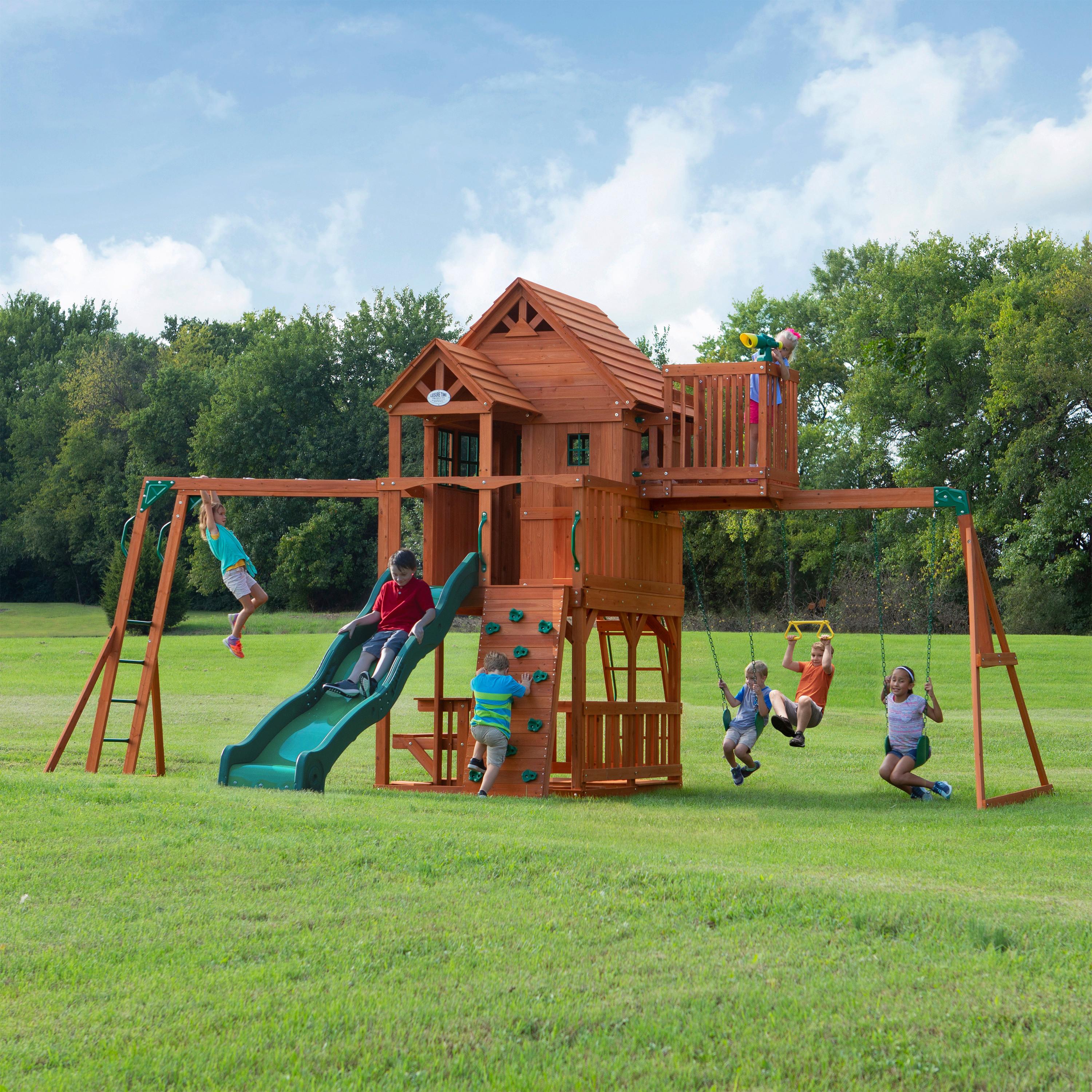 Spielturm Skyfort Ii - Braun/Grün, KONVENTIONELL, Holz (670/380/510cm) - Ambia Garden