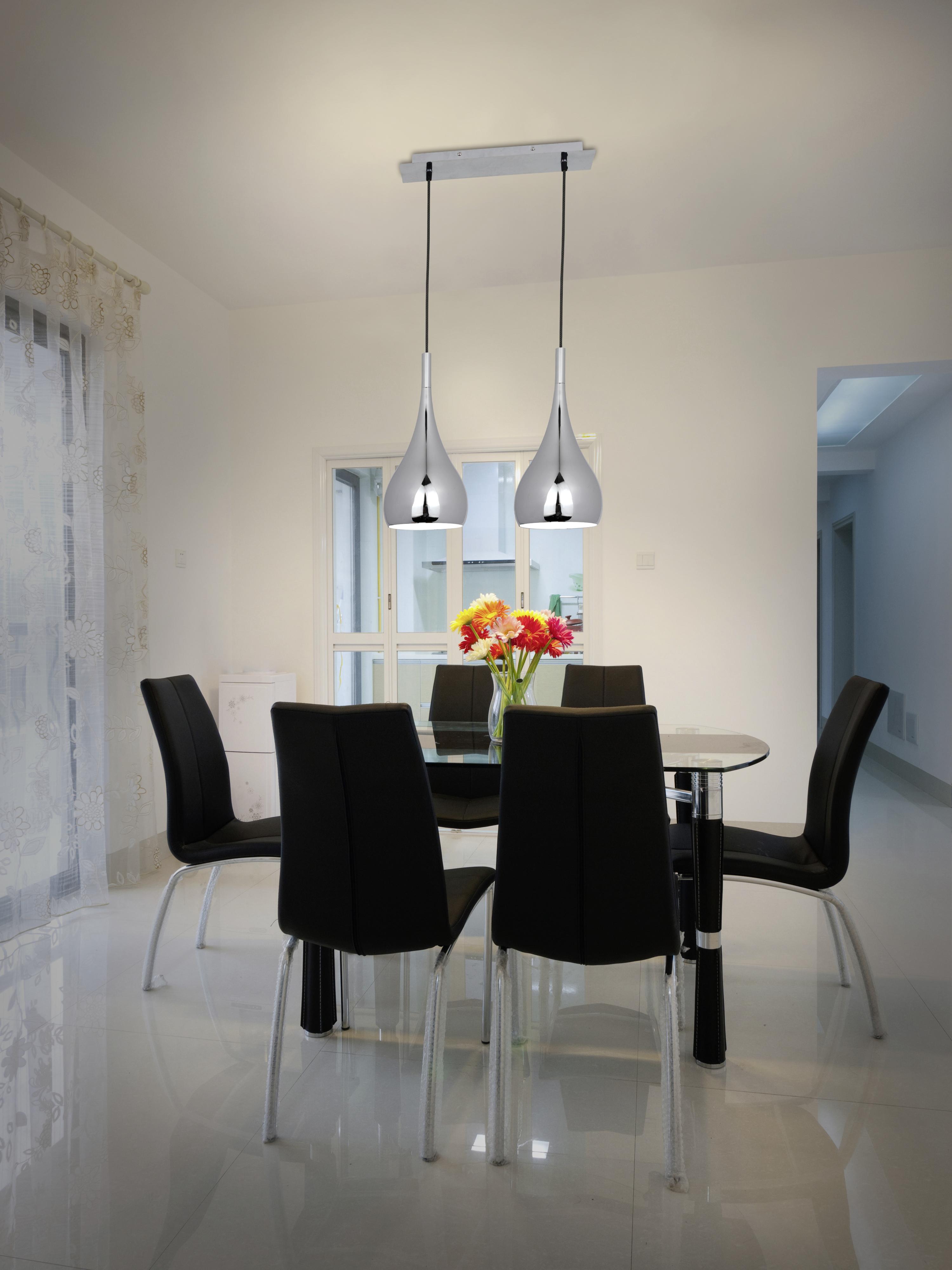 Hängeleuchte Style H: 140 cm 2-Flammig Chromfarben - Chromfarben, Trend, Metall (40/8/140cm) - Näve