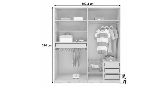 Offener Kleiderschrank Mit Laden 182 cm Unit Weiß - Weiß, MODERN, Holzwerkstoff (182,2/210/56,5cm) - Ondega