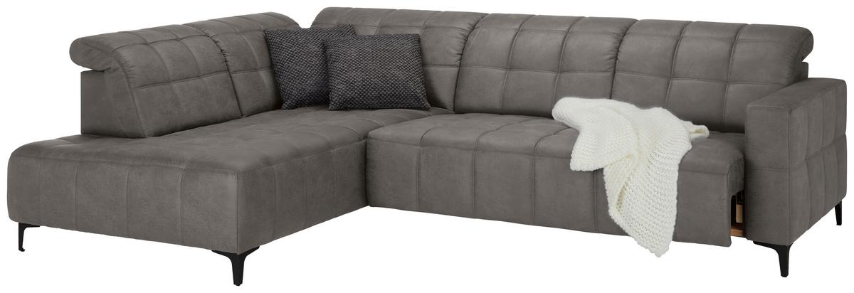 Rohová sedačka PANAMA, ľavá, sivobéžová - čierna/sivobéžová, Konventionell, kov/textil (216/89-102/304cm) - Premium Living