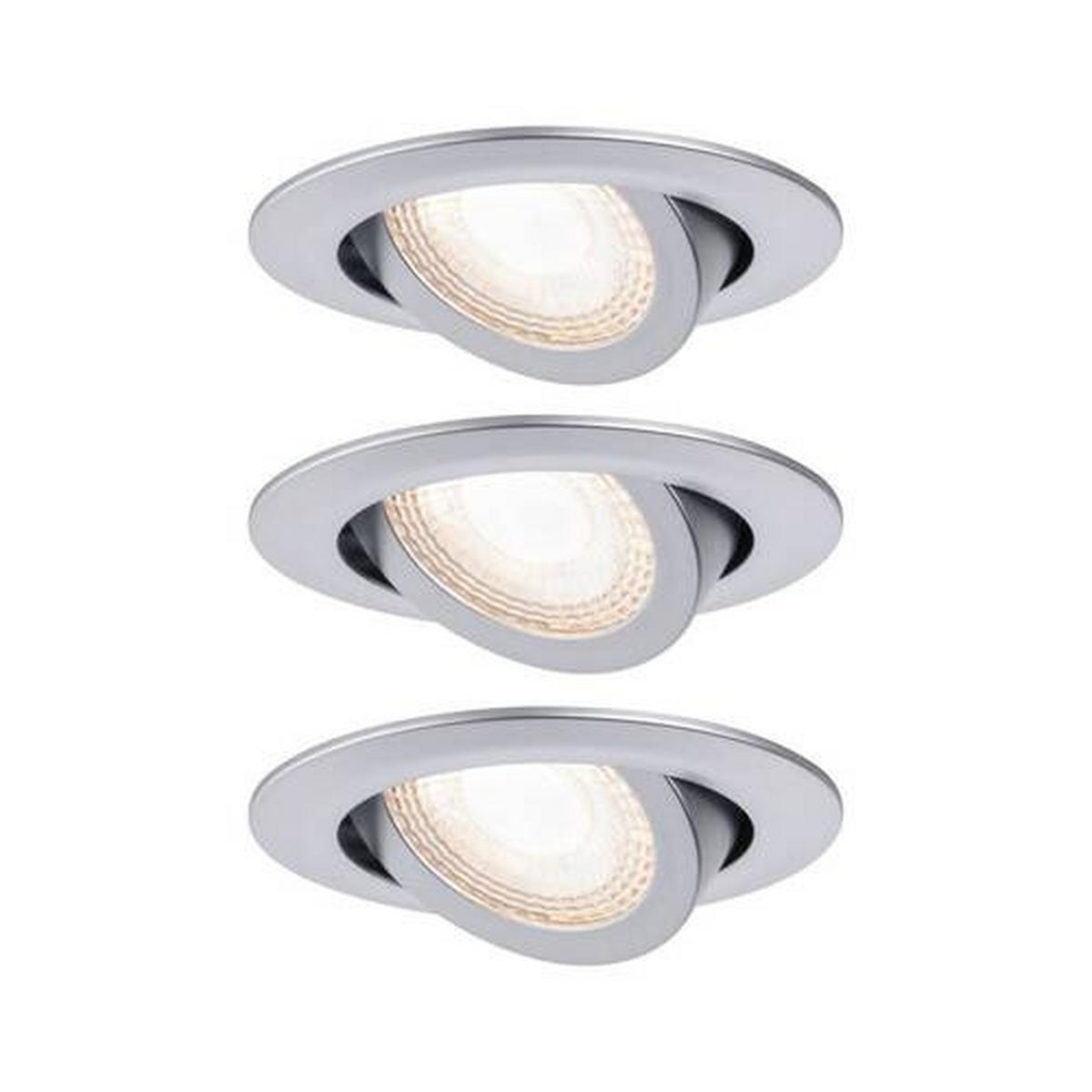 Deckenleuchte 3er-Set Ø 8,2 cm 1-Flammig, Rund - Chromfarben, Basics, Kunststoff (8,2cm) - Paulmann