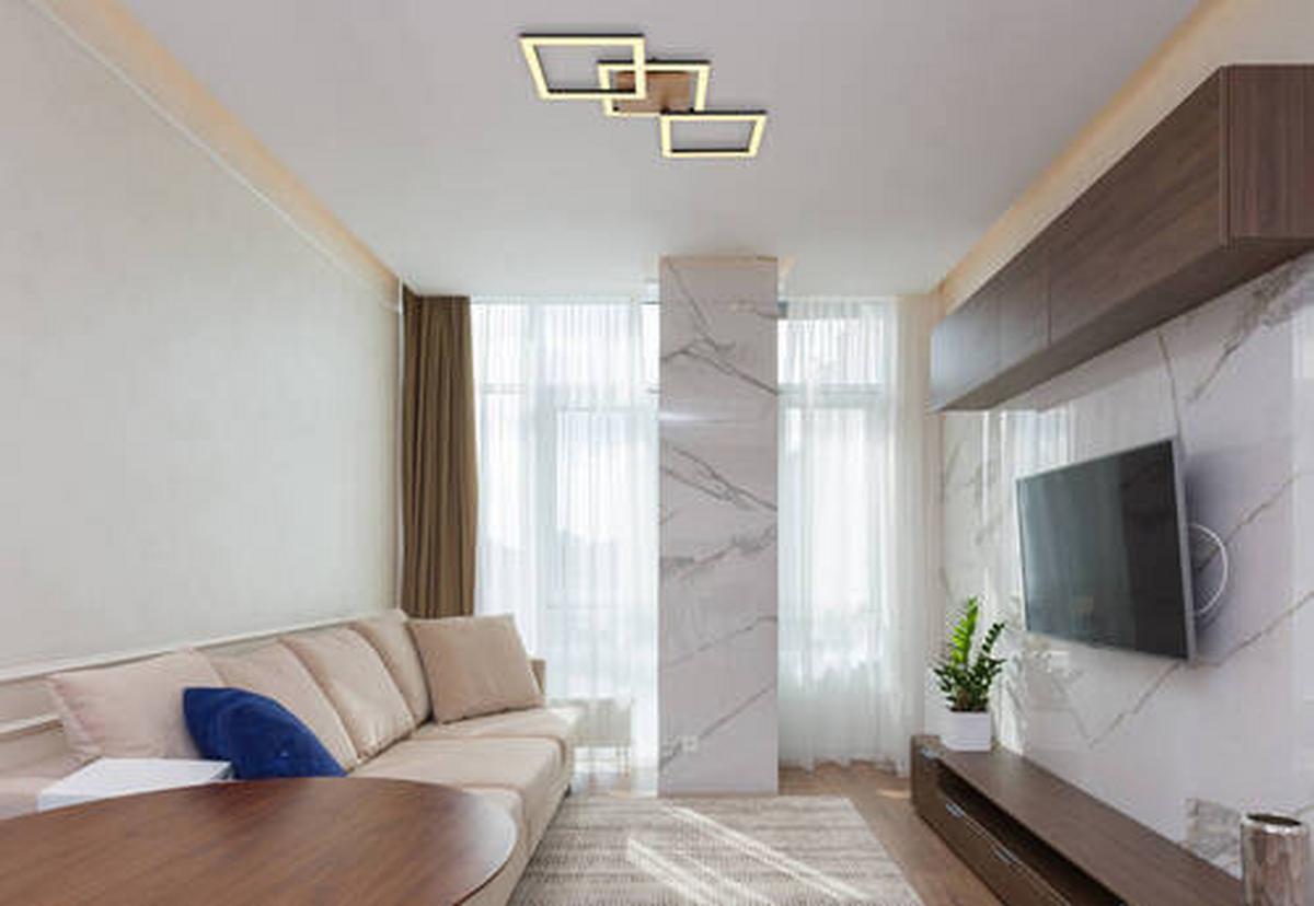 LED-Deckenleuchte 67280-30 - Dunkelbraun/Opal, Design, Holz/Kunststoff (66/31/7,5cm) - Globo