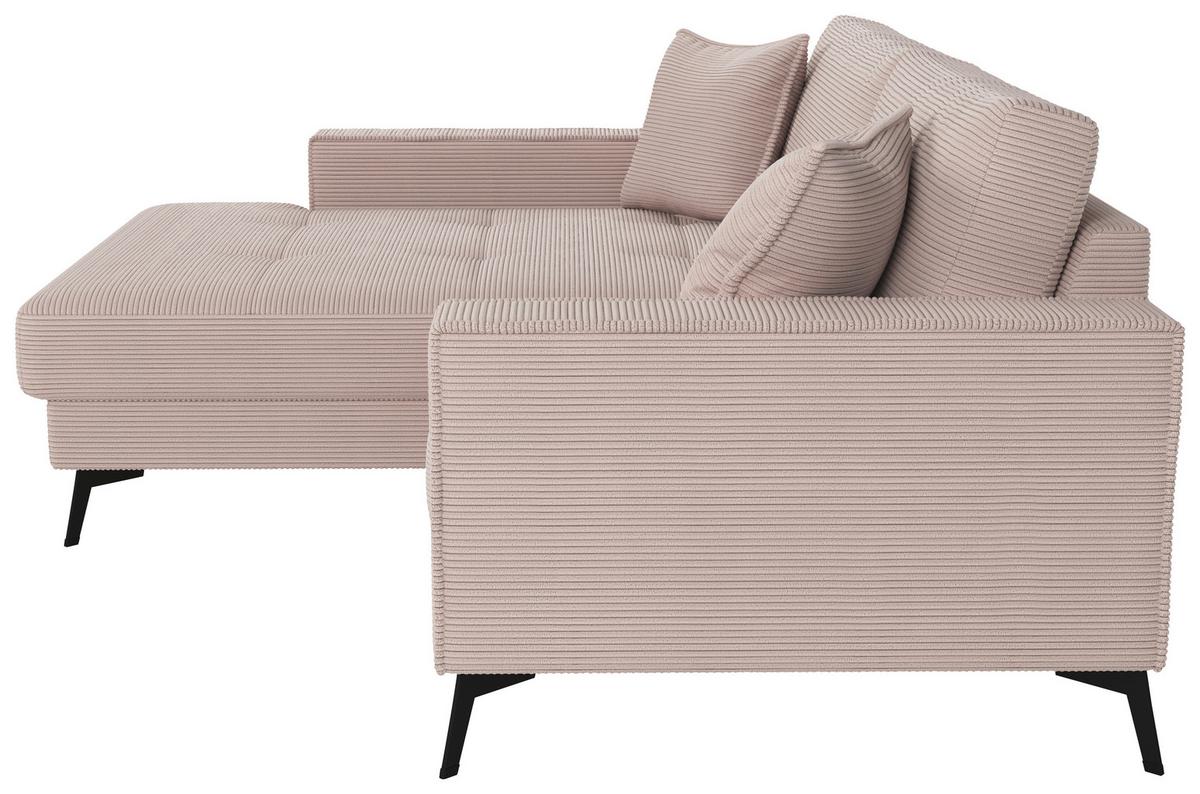 Ecksofa Ted Rosa S: 174x228 Cm - Schwarz/Rosa, Trend, Textil (174/228cm)